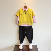 Spring Fall Baby Waistcoat Vest Boy full cotton cover Shoulder Middle child Han version Leisure cover Hooded Jacket Tide