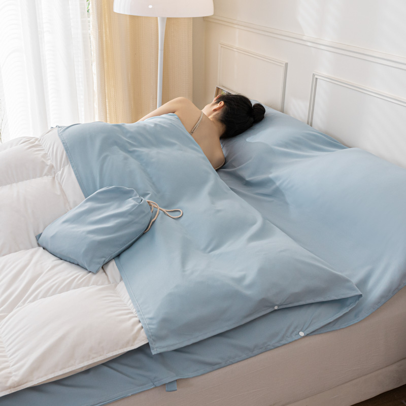 Washed Cotton Sepal Hotel Sleeping Bag Adults Travel Bed Sheets Covered With Hood Four Out Of Pocket Travel Portable Train Sleeper-Taobao
