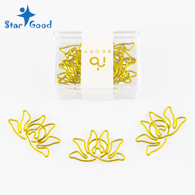 New golden lotus paper clip cartoon paper clip special-shaped pin return needle bookmark creative cute paper clip