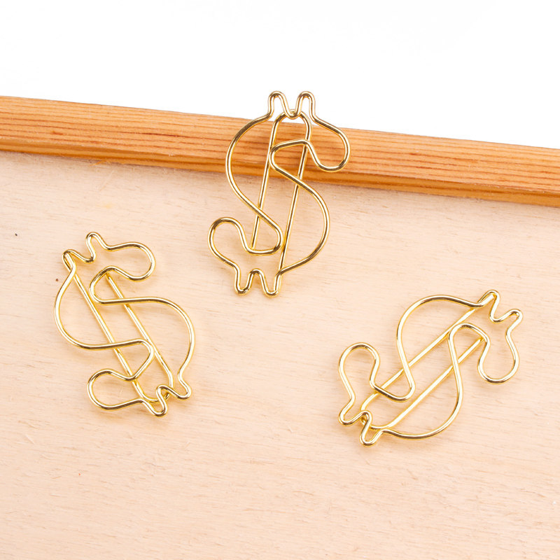 Creative bright color dollar paper clip cartoon office supplies pin dollar pin bookmark creative shape paper clip