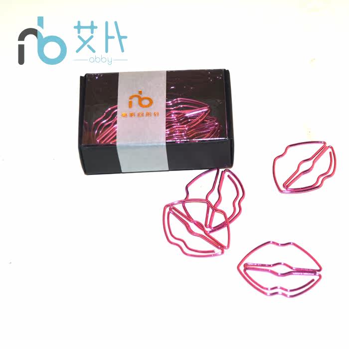Metal Color Lips Paper Clip Creative Cute Office Supplies Paper Clip Bookmark Shaped Backline Needle Stationery