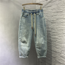 Printemps et été étirement Harun jeans femme de serrure à la taille 100 tours cylindrée légère rabattement de radis à pieds 90% Pantalon dOld daddy