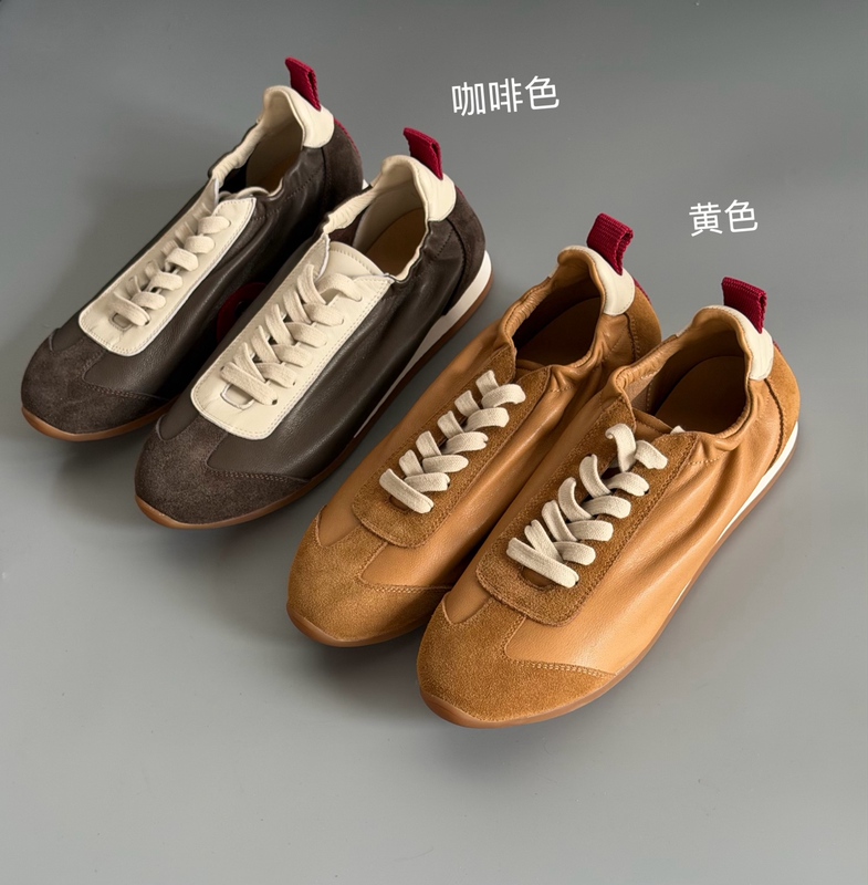 Foreign Trade Giant Soft Leather Shoes with Logo, 2026 Summer New Style, Breathable Sheepskin German Training Shoes for Women, Flat Lace-Up Casual Retro Sneakers Foreign Trade Giant Soft Leather Shoes with Logo, 2026 Summer New Style, Breathable Sheepskin German Training Shoes for Women, Flat Lace-Up Casual Retro Sneakers