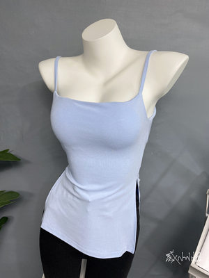 Concave shape Bi prepared ~ retro Hong Kong style camisole with chest pad irregular split top bottoming shirt Korean ins