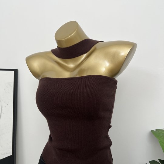 Sexy versatile leaky back halter top tube top for women