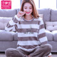 Pajama womens bích nhung bộ đồ phù hợp với gia đình mùa thu và áo dài tay mùa đông cộng với dày nhung san hô vòng cổ áo che mùa đông mưa đá khỉ.