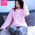 Pajama womens bích nhung bộ đồ phù hợp với gia đình mùa thu và áo dài tay mùa đông cộng với dày nhung san hô vòng cổ áo che mùa đông mưa đá khỉ. 