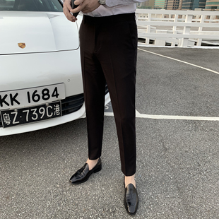 【DAIO MENS】韩国春夏男纯色垂感西裤修身小脚休闲英伦九分裤潮