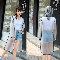 Raincoat womens coat adult hiking students cute Net red transparent female fashion thick waterproof long full body poncho