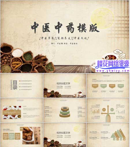 茶道中医传统文化PPT模板-樱花网络资源网 茶道中医传统文化PPT模板