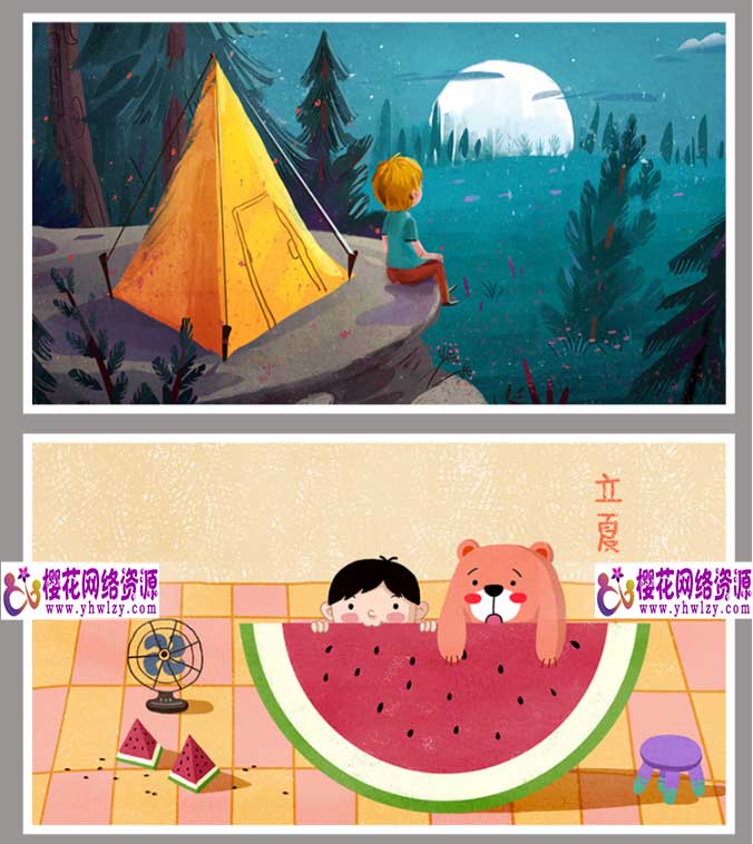 立夏插画踏青夏天冷饮PSD设计素材-樱花网络资源网 立夏插画踏青夏天冷饮PSD设计素材