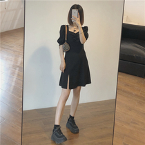Japanese SLY sweet side collar with collarbone foam sleevy sleevy sleeveless dress feminine sensomenetness long skirt