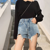  Japan SLY denim shorts womens summer new loose thin wide legs high waist a-line hyuna with the same hot pants trend