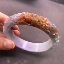Yong Dexiang natural Myanmar Jade blank live broadcast bracelet female jade piece material Jade custom peony flower