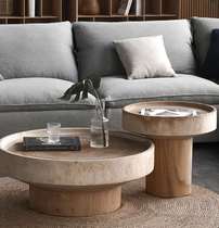 Nordic minimalist solid wood round tea table designer living room sofa edge a few folk hangover roots carved log mound