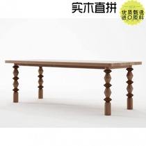 American full solid wood desk retro home dining table minimalist large table strip table log bench Negotiations table