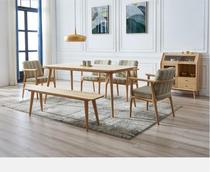 Nordic minimalist modern white wax wood dining table and chairs combined fashion restaurant solid wood dining table 6-8 people rectangular long table