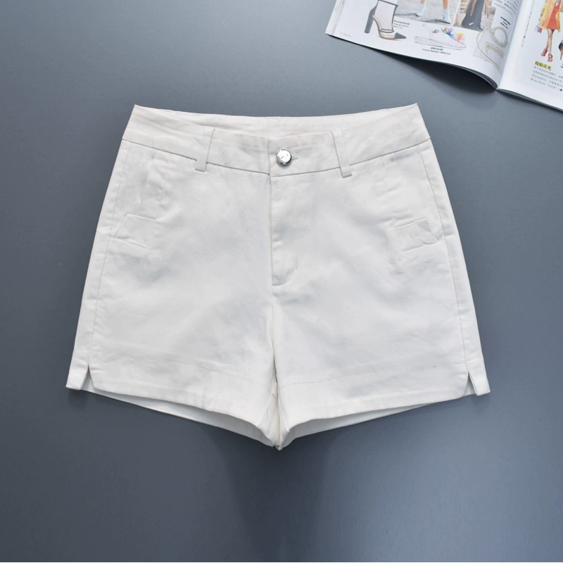 2019 quần short mới giản dị của phụ nữ eo cao mùa hè trắng là quần A-line cotton đen phiên bản Hàn Quốc quần nóng hoang dã - Quần short