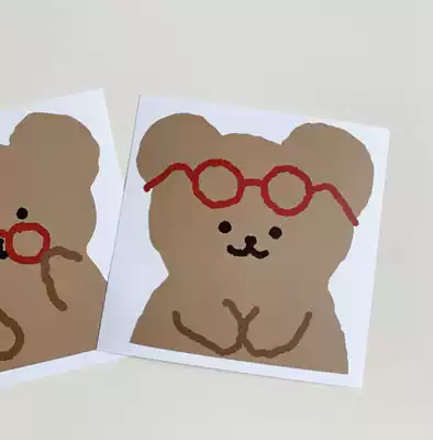 Spot Teteum Korea BIG STICKER Glasses Bear Big STICKER 12*12cm