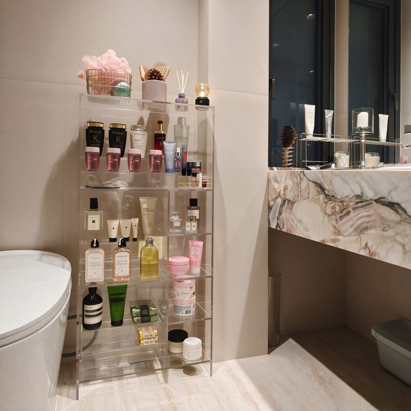 Acrylic Bathroom Storage Rack, Cosmetics Storage Cabinet, Washbasin Storage Rack, Multi-Layer Floor-Standing Toilet Bathroom Rack