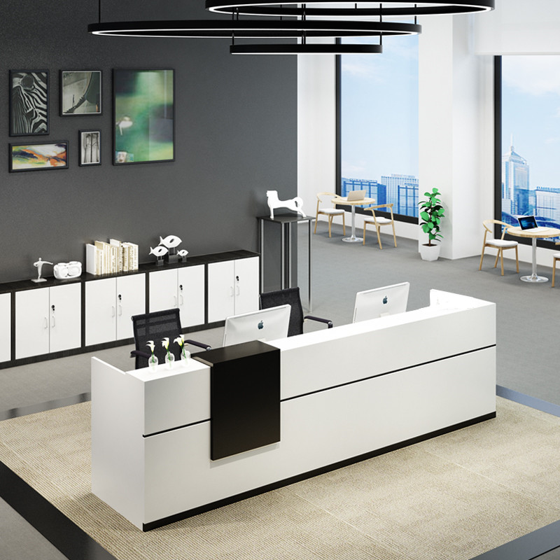 Beijing office reception desk simple modern company welcome desk custom-made special-shaped white paint reception desk