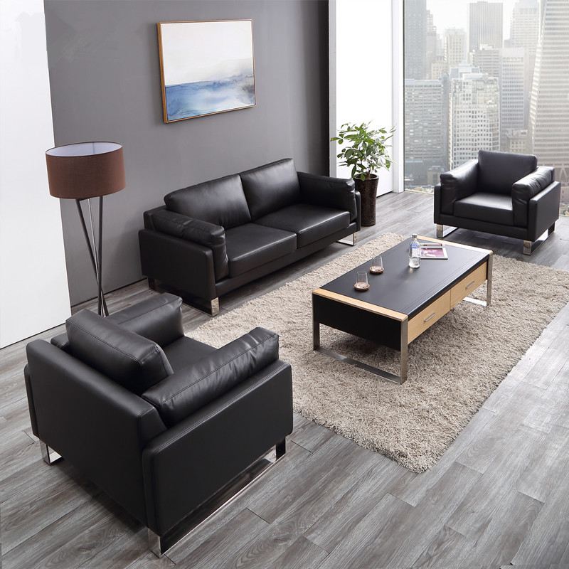 Beijing Office Brief Modern Fashion Talks A 23 Single Genuine Leather Guests Imitation Leather Sofa Tea Table Combinations