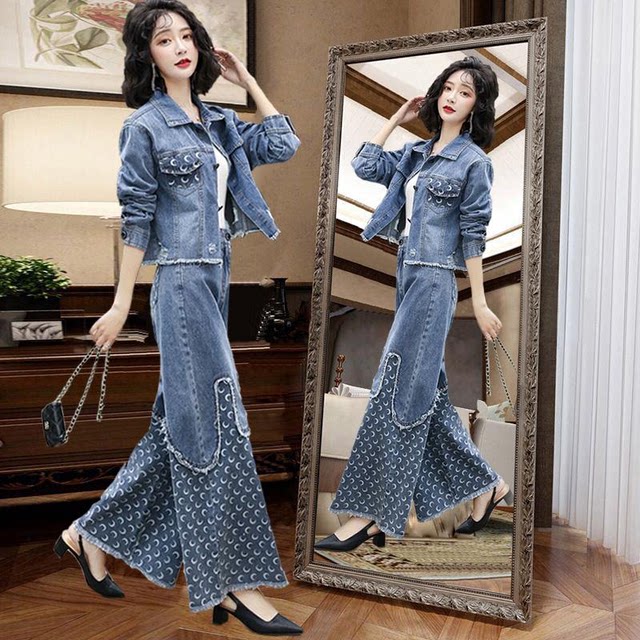 Spring and Autumn Denim Professional Suit Autumn 2022 New Women's Clothes Two-piece Set