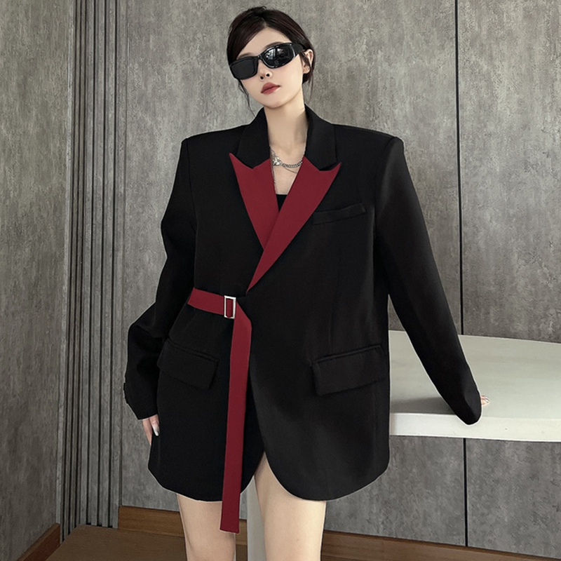 Contrast Color Blazer for Women, Spring Korean Style, Loose Silhouette, Patchwork, Niche Design, Cool and Stylish Suit with a High-End Feel Contrast Color Blazer for Women, Spring Korean Style, Loose Silhouette, Patchwork, Niche Design, Cool and Stylish Suit with a High-End Feel