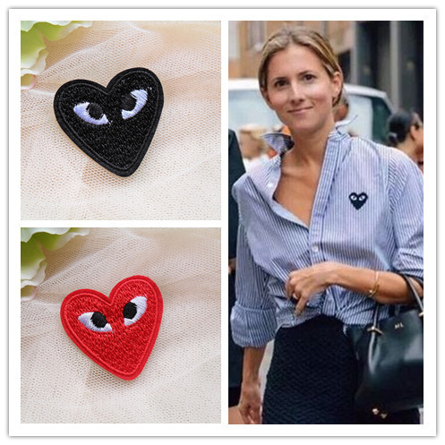Korean Popular Brand Chuanjiubao Ling Classic Embroidered Eye Heart Peach Heart Fabric Patch Brooch Badge Pin for Women Korean Popular Brand Chuanjiubao Ling Classic Embroidered Eye Heart Peach Heart Fabric Patch Brooch Badge Pin for Women