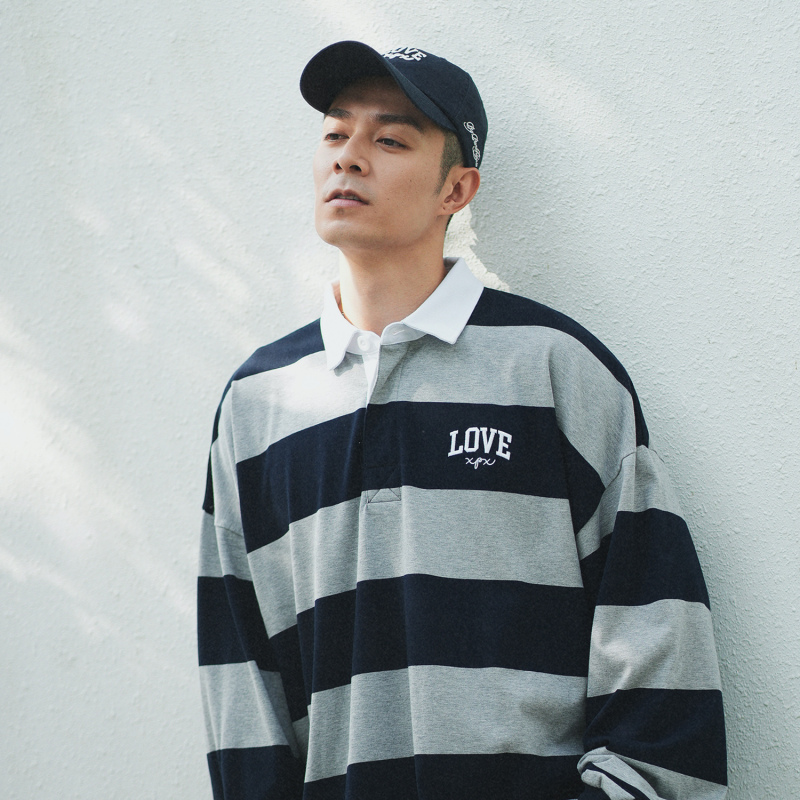 Xpx Pakho Chau Love English-Themed Long-Sleeve Polo Shirt