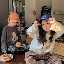 Childrens T-shirt boys and girls long-sleeved spring and autumn new products cartoon printing bottoming shirt 5 baby foreign style cotton top trendy