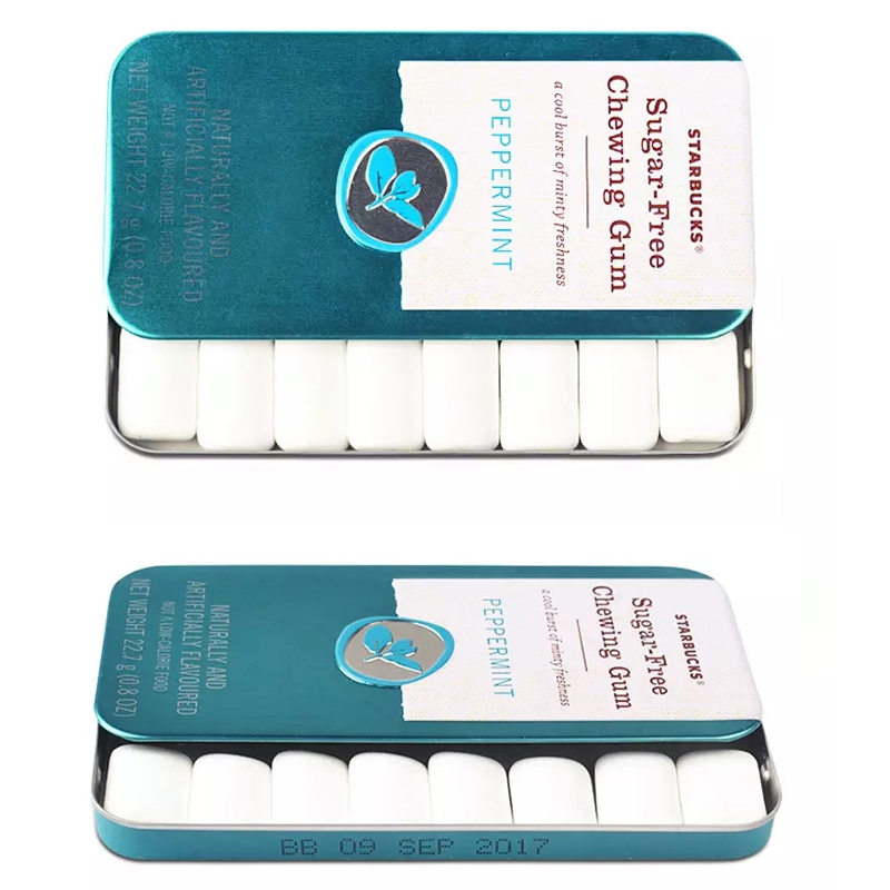 STARBUCKS Starbucks SUGAR-free MINT CHEWING GUM PASSION Fruit FLAVOR MINT TABLET CANDY Classic IRON BOX