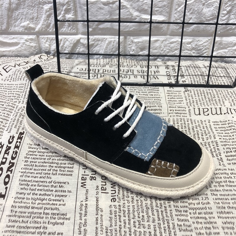 Giày công chúa màu sắc phù hợp với giày của phụ nữ Giày cotton mùa đông cộng với nhung dày ấm vành đai ngư dân để giúp giày vải Hàn Quốc giầy độn nữ