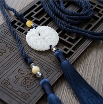  Palace tapeworm Chinese style white jade pendant round neck robe accessories Hanfu accessories Belt jade costume waist rope tassel long section