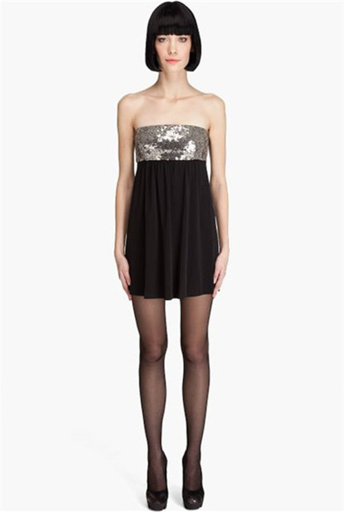 thwomen's wool and silk blend sequined no-strap dress unlined mini skirt petite dress cocktail dress
