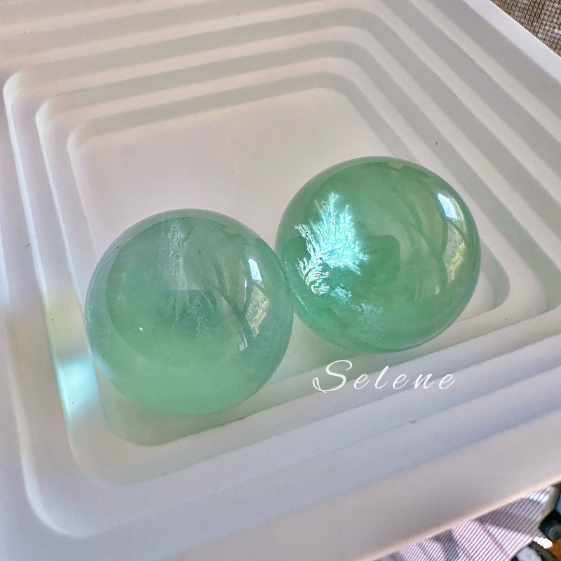 Forest Elves | Selene Natural Fluorite Ball Ornament Green Fluorite Transparent Fluorite Ball Natural Crystal Ball Ornament