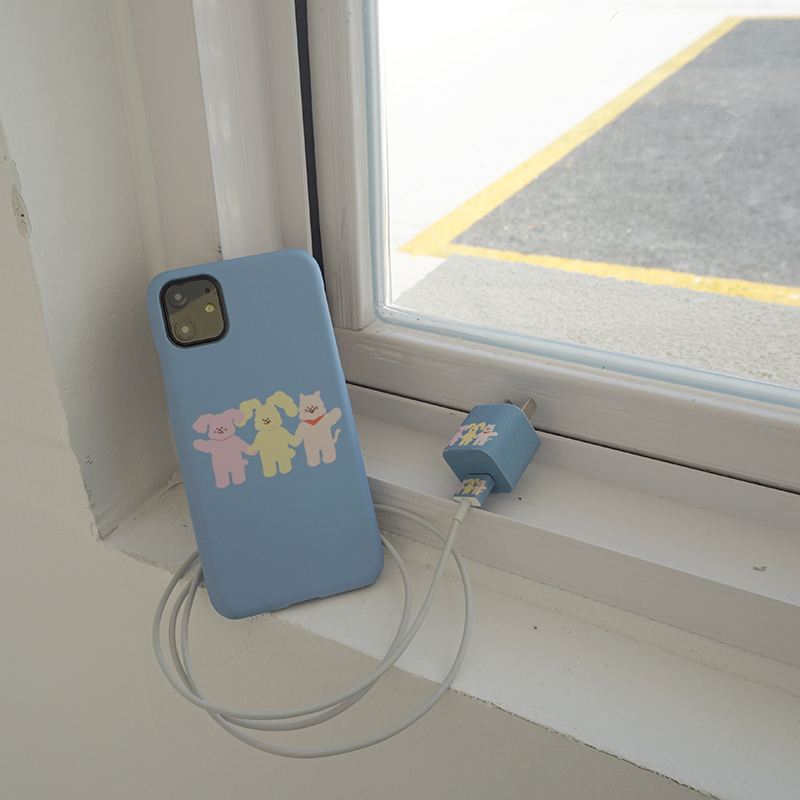 Gentle value explosive table Little Rabbit Charger Sticker Fresh phone protective shell suitable for iPhone8P X 11 12