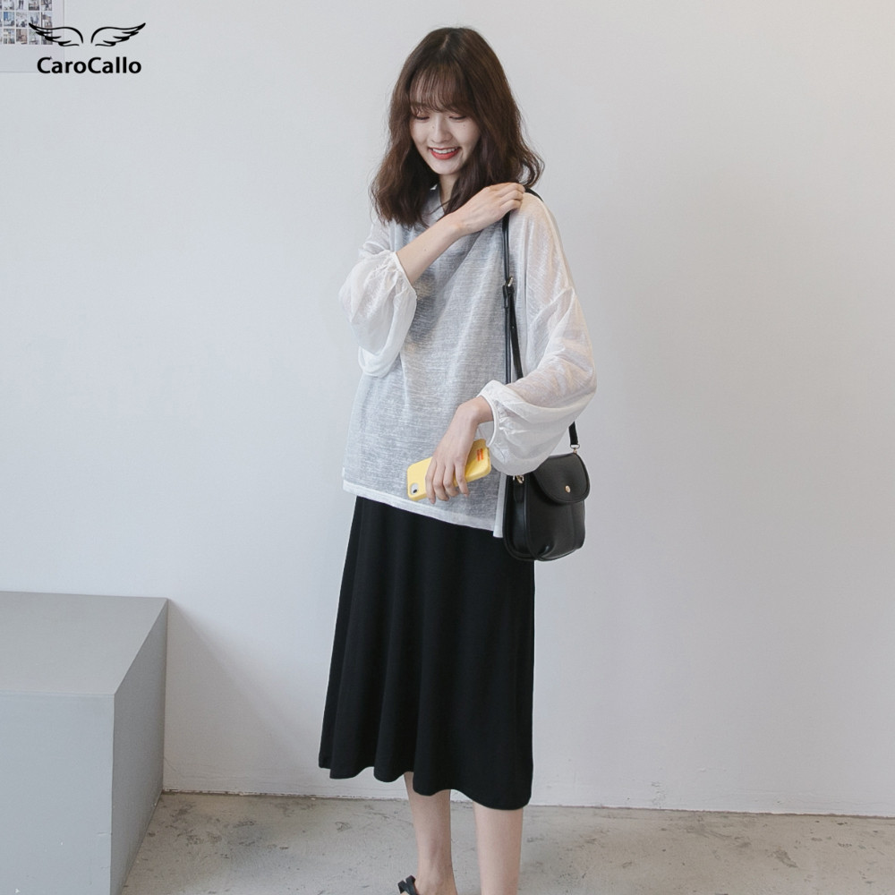 Premium maternity summer suit strap vest dress summer fashion hip mom open shirt air conditioning blouse two-piece set