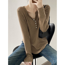 Maternity wear autumn and winter half placket long-sleeved sweater 2023 autumn new inner layering shirt slim fit top