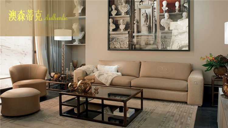 Ausentic sofa riêng biệt thự tùy chỉnh nội thất biệt thự tùy chỉnh tổng thể sofa Fendi sofa Fendi mẫu cá sấu - Bộ đồ nội thất