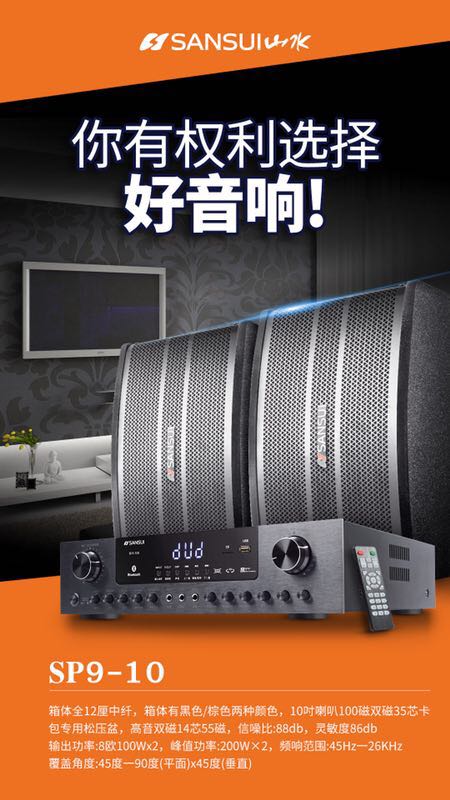 A pair of high power KTV professional stage conference room speaker amplifier for a 10 - inch card pack sound