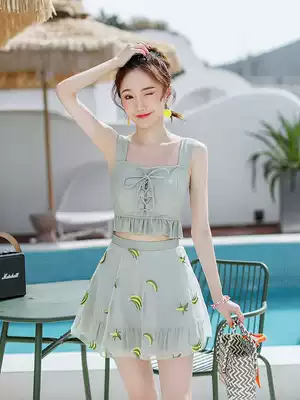 Swimsuit female summer small fresh three-piece student conservative girl cute Japanese belly cover thin 2021 new hot spring