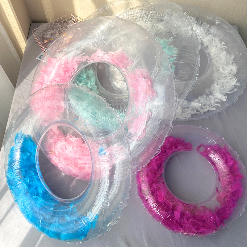 innet red feather swimming ring adult children inflatable armbands large number thickened transparent swimming ring floating ring