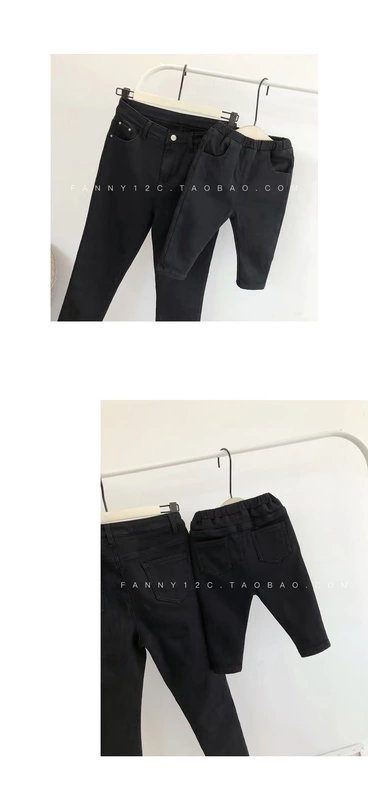 Chen Chen Ma quần áo trẻ em cha mẹ trẻ em mặc quần jean đen mùa đông hoang dã mới mẹ và con tải xà cạp mỏng và nhung áo gia đình