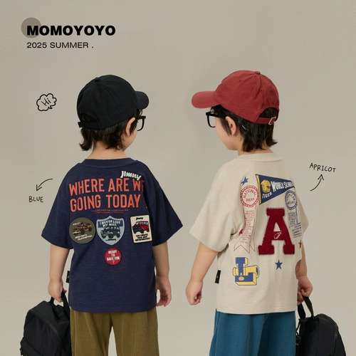 辰辰妈 Детская летняя футболка для мальчиков, детская одежда, короткий рукав, 2025 года