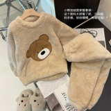 Осенний демисезонный детский флисовый пластырь для мальчиков, комплект, удерживающая тепло пижама, с медвежатами