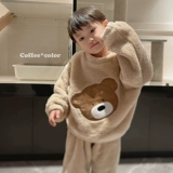 Осенний демисезонный детский флисовый пластырь для мальчиков, комплект, удерживающая тепло пижама, с медвежатами