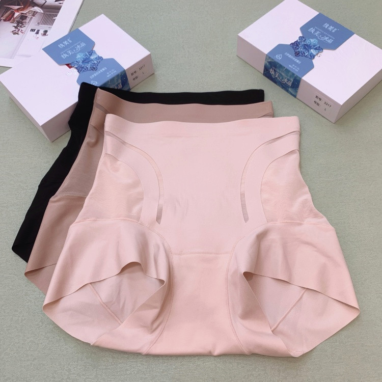 3 Pieces of Genuine Wanmei World Wanmei Ice Crystal High-Waisted Seamless Light Compression Tummy Control Women's Silk Briefs 3317