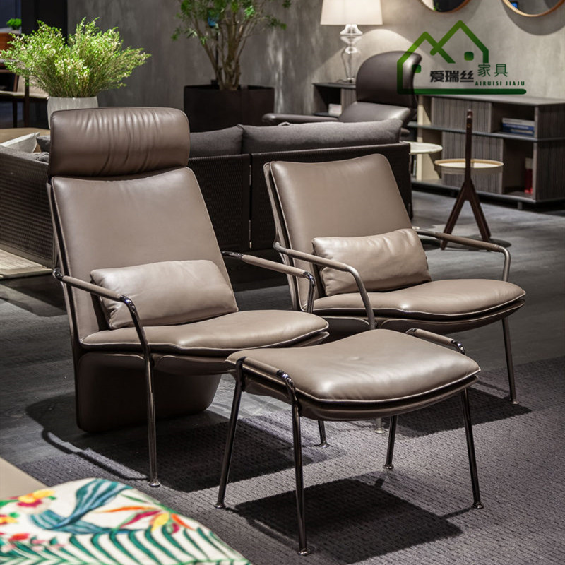 Nordic minimalist Small family style Living room Bedroom Iron Art Deck Chair Designer Glass Fiber Styling Comfort Sloth Casual Chair