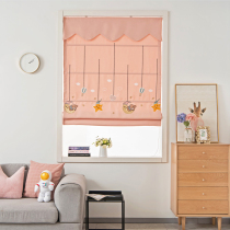 Cartoon childrens room Roman curtain curtain full blackout bedroom window small curtain rolling curtain lift solid color